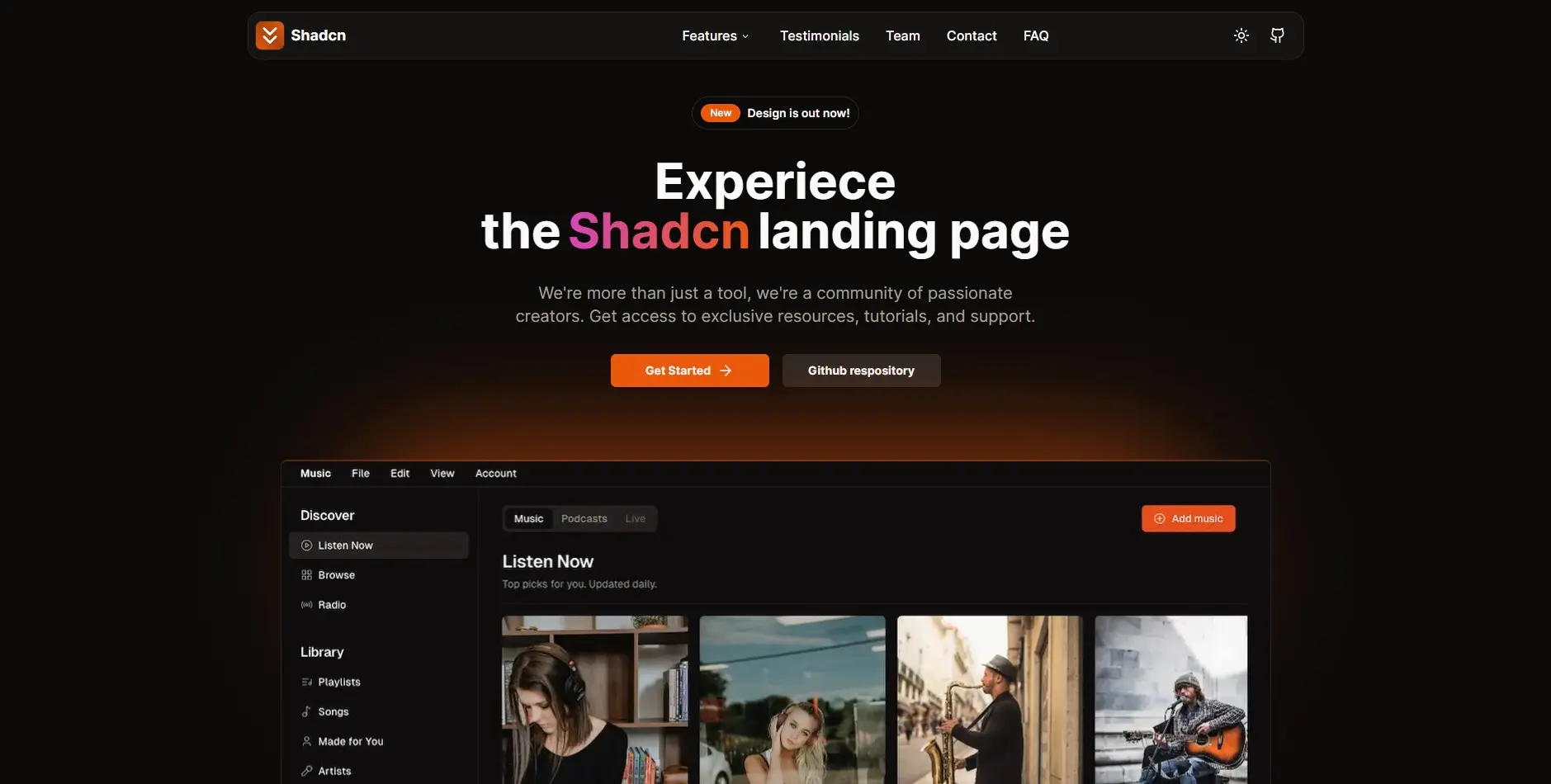 Shadcn Landing Page Template